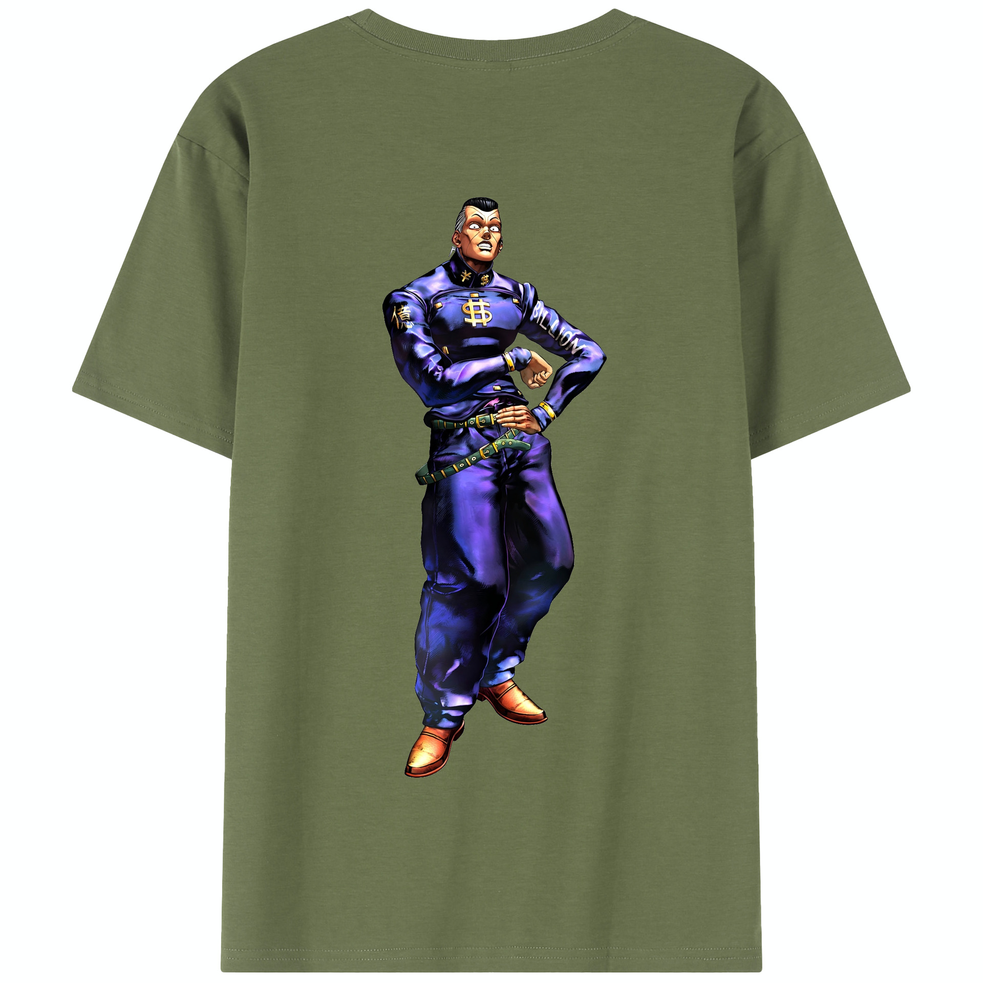 （画像用） ジョジョの奇妙な冒険 虹村億泰 にじむら おくやす JoJo's Bizarre Adventure Nijimura Okuyasu 綿100％半袖Tシャツ（背面プリント）